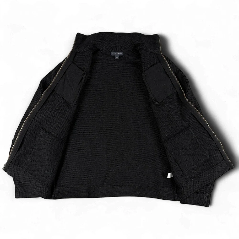 Banana Republic Jacket Mens‎ L Black Chevron Stitch Wool Knit Military Utility